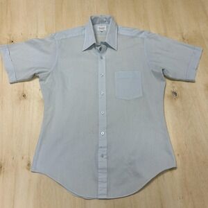 Vintage 70s 80s Tarleton Dress Shirt Mens 15.5 Blue Pinstripe Woven Point Collar